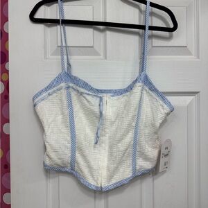 Arula White and Blue Gingham Crop Top
